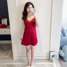 Red Sexy Summer Womens Sleep Robe Silky Sleeveless Sleepwear Nightdress Nightgown Bath Gown Sleepshirts Bathrobe