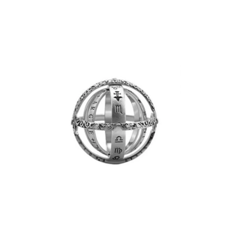Silver Астрономическая насадка шар кольцо космический палец кольцо пара украшение для влюбленных подарки вращающиеся созвездия палец кольцо Прямая - Цвет: Silver