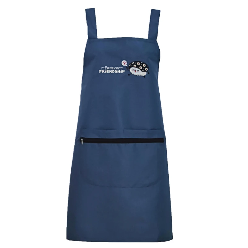 Household apron lovely sleeveless summer double stylish waterproof kitchen cooking zipper pocket apron