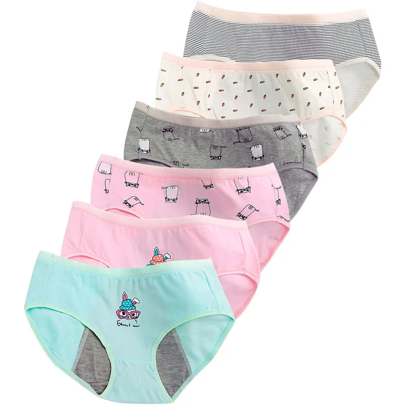

6pcs/lot menstrual panties women Cotton Menstruation Underwear Women Sexy women's period underwear Cartoon lingerie for ladies