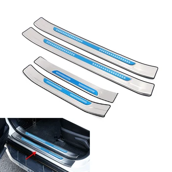 

For Toyota RAV4 RAV 4 2013-2018 Stainless Steel Inside + Outside Door Sill Protector Pedal Scuff Plate Cover Trims With logo