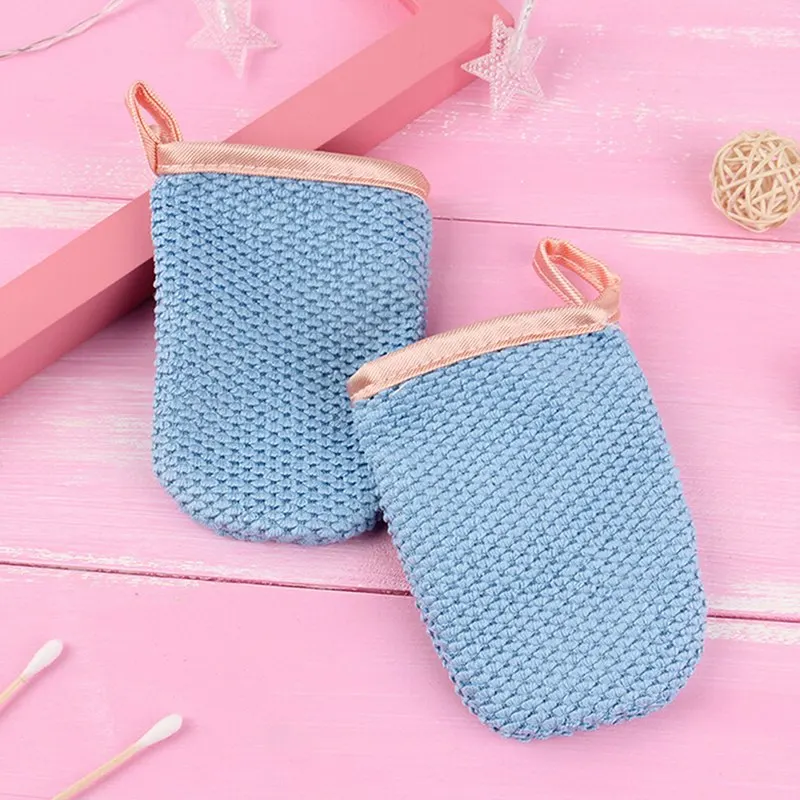 2PCS Reusable Microfiber Facial Towel Cosmetic Puff Face Care Makeup Remove Glove Towel Makeup Tools 4 Colors Portable