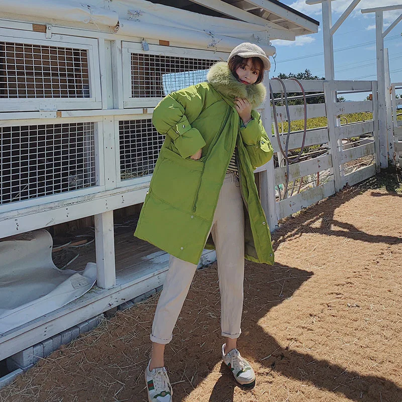 

Winter 2020 New Style down Feather Cotton-padded Clothes Women's Mid-length Short-height Korean-style Thick Cotton fu da Fur Col