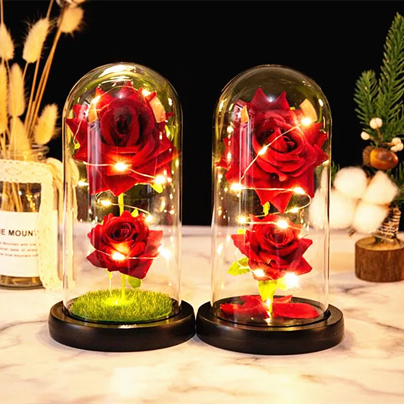 New Flower Beauty and the Beast Led Eternal Rose in Glass Christmas  Artificial Flowers for Decor Wedding New Year gifts for Home - AliExpress  Home  Garden