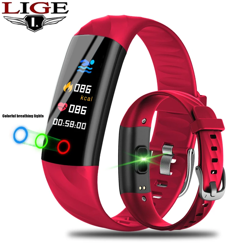 LIGE Smart Watch Women IP68 Waterproof Sport Smart Bracelet Fitness Tracker Blood Pressure Heart Rate Monitor intelligent Watch