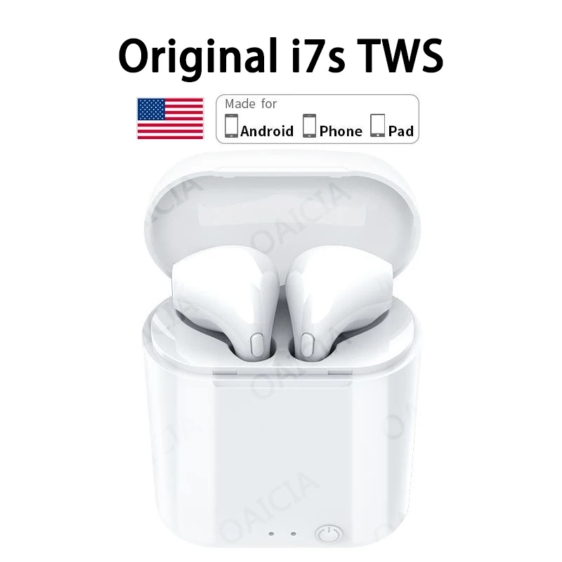 

Original i7s TWS Wireless Headphones Bluetooth 5.0 Earphone HIFI Mini In-ear Sports Running Headset Support IOS Android Phones