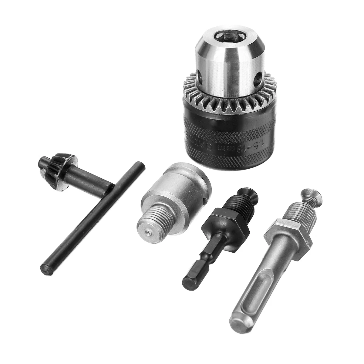 

5Pcs/Set Electric Drill Chuck 1.5-13mm with SDS Shaft Adaptor and Chuck Key Set For Power Tools Accessories Round/Hex Shank