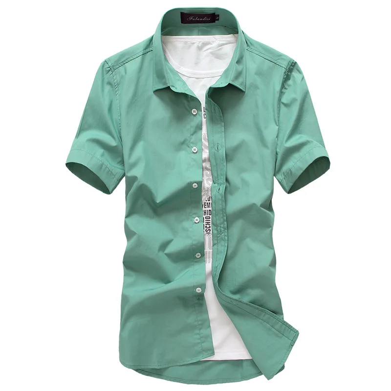 

Hot Selling Summer Wear New Style 16-Color Candy-Colored MEN'S Short Sleeve Shirt Solid Color Shirt Slim Models