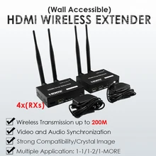 200M WiFi беспроводной HDMI 1080P УДЛИНИТЕЛЬ W/1x передатчик 4x приемники два диапазона 2,4G/5G ИК пульт дистанционного управления HDMI1.3 HDCP 1,2