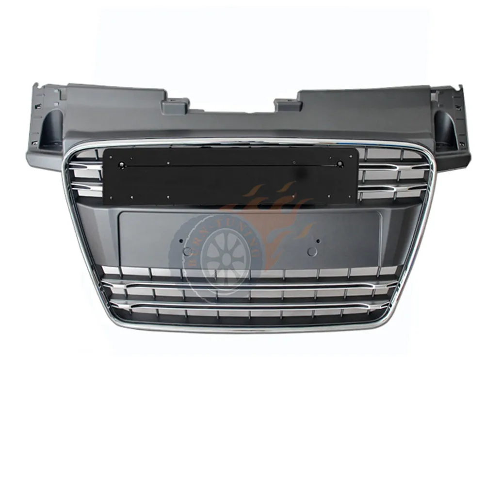 Для TTS style Grill для Audi TT 8J 2007- Upgrade TTS style Grill Шестигранная сетка переднего бампера ABS с держателем Европейской пластины - Цвет: GRAY