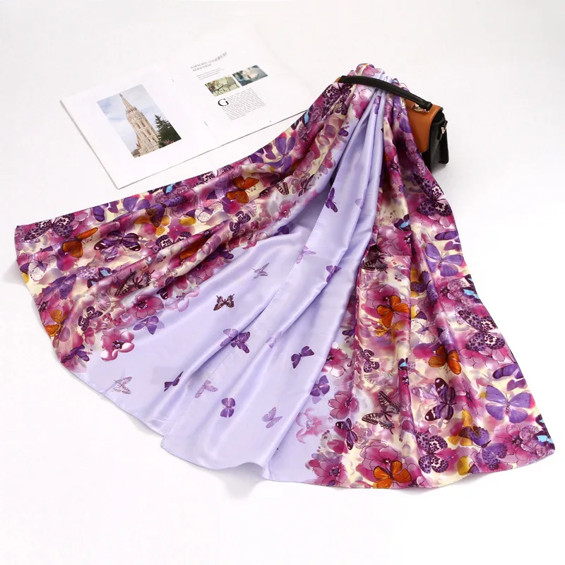 3butterfly litpurple Большие женские шарфы 180x70 см хиджаб шарф Джерси Осень Зима теплые шарфы пашмины - Цвет: 3butterfly litpurple