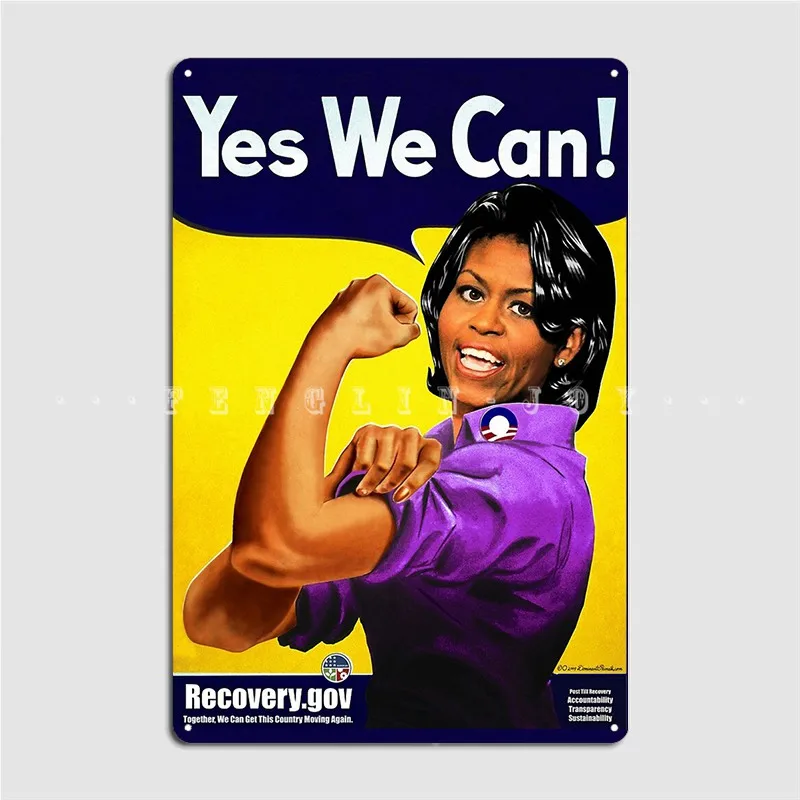 

Recovery.Gov Michelle Obama As Rosie The Riveter Poster Metal Plaque Club Party Party Funny Plaques Tin Sign Posters