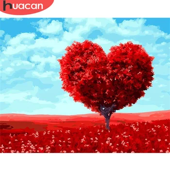 

HUACAN Painting By Numbers Tree Drawing On Canvas DIY Pictures By Number Flower Kits Hand Painted Paintings Art Gift Home Decor