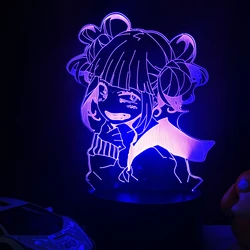 Lampe led thème My Hero Academia en 3D, thème Himiko Toga Boku No Hero Academia, éclairage d'intérieur, luminaire décoratif d'intérieur, idéal comme cadeau du nouvel an 