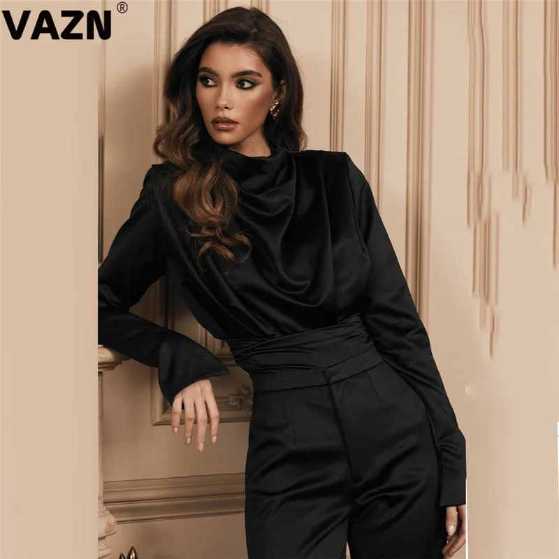 VAZN, розовый, черный, в стиле панк, модный, однотонный, с круглым вырезом, бандаж, женский комбинезон с длинным рукавом, длинные штаны, комбинезоны, сексуальные Клубные Комбинезоны