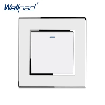 

1 Gang 2 Way Light Switch 2019 Luxury Acrylic Panel With Silver Frame Wallpad Rocker Wall Switch 16A AC110-250V
