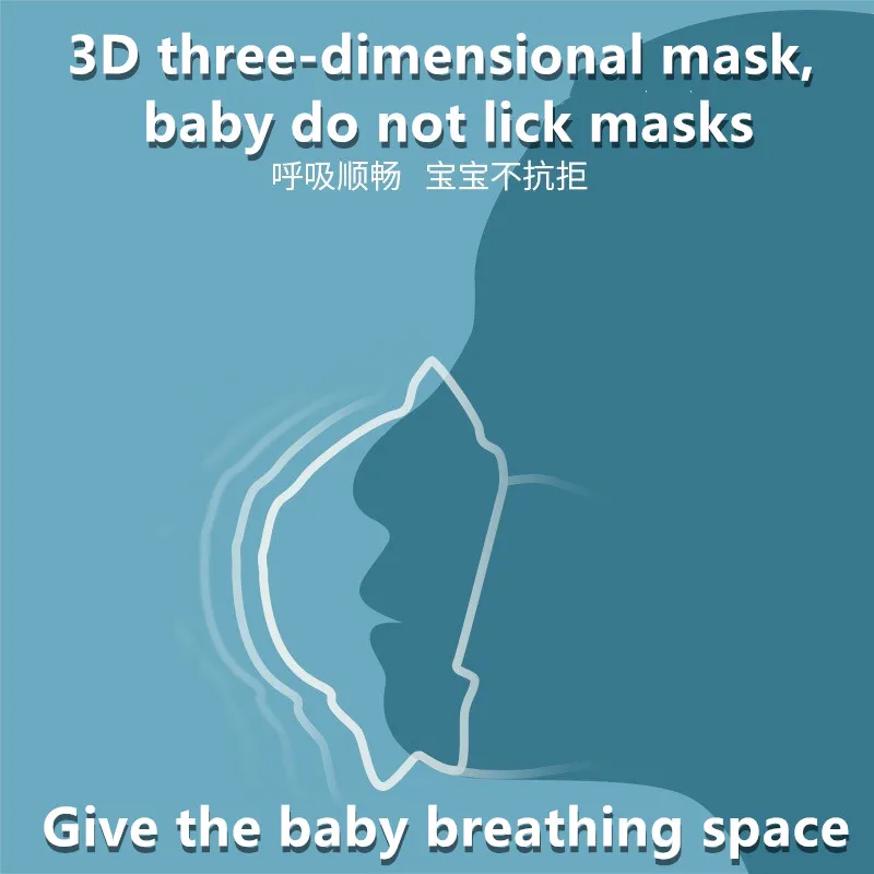 0-3 Age Newborn Infant Baby kids 3D Face Mask with Valve 4-layer Meltblown Non-woven Filter Children Mask Mascarillas 6