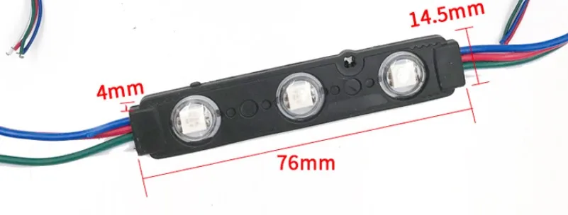 Впрыска с объективом RGB светодиодный модуль SMD 5050 водонепроницаемый светодиодный рекламный светильник RGB DC12V 0,72 Вт 3 светодиодный IP66 75 мм* 15 мм* 5 мм