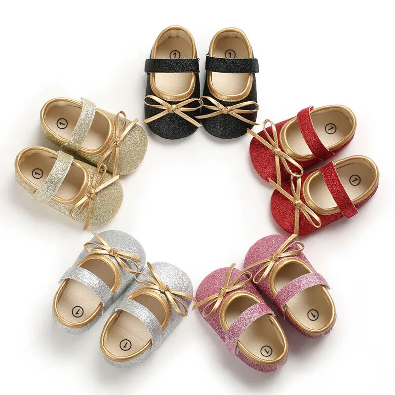 Newborn Sequins Princess Shoes Sneaker Sole 0 18M Soft Crib Girl Baby