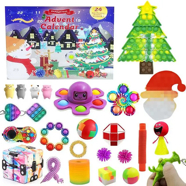 2021 Fidget Toys Advent Calendar Christmas Gift 24 Days Pack Set Anti Stress Kit Stress Relief Figet Toy Blind Box Kids Gift Y