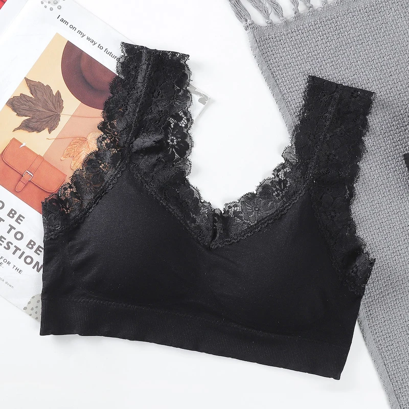 One Piece Sexy Lingerie For Women Tube Top Bra Seamless Lace Brassiere Women's Sports Bra Fashion Crop Top Female Underwear Tops