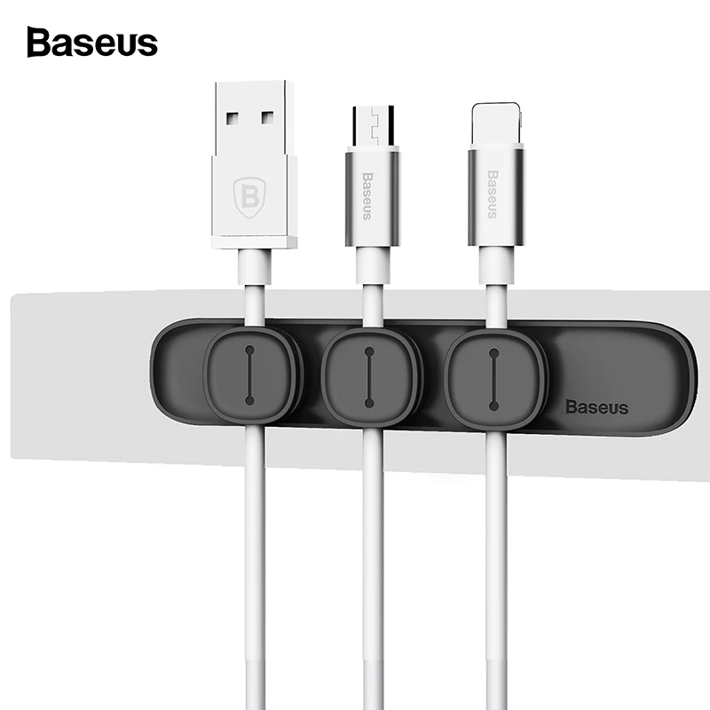 Baseus зажим для электромагнитного трала USB устройства для сматывания шнуров Организатор зажим Настольная рабочая станция провода шнур