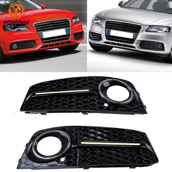 

POSSBAY Car Styling DRL ABS Front Lower Bumper Daytime Running Light Fog Light Covers for Audi A4/B8 2007/1998-2011 Pre-facelift
