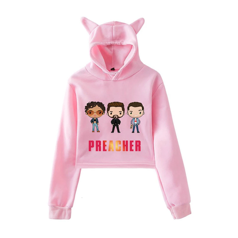 Preacher Season Jesse Custer Tulip Cat Ear Hoodies Sweatshirt 2019 TV Series Fashion Trend Women Crop Top Hoodie Sweatshirt Sexy