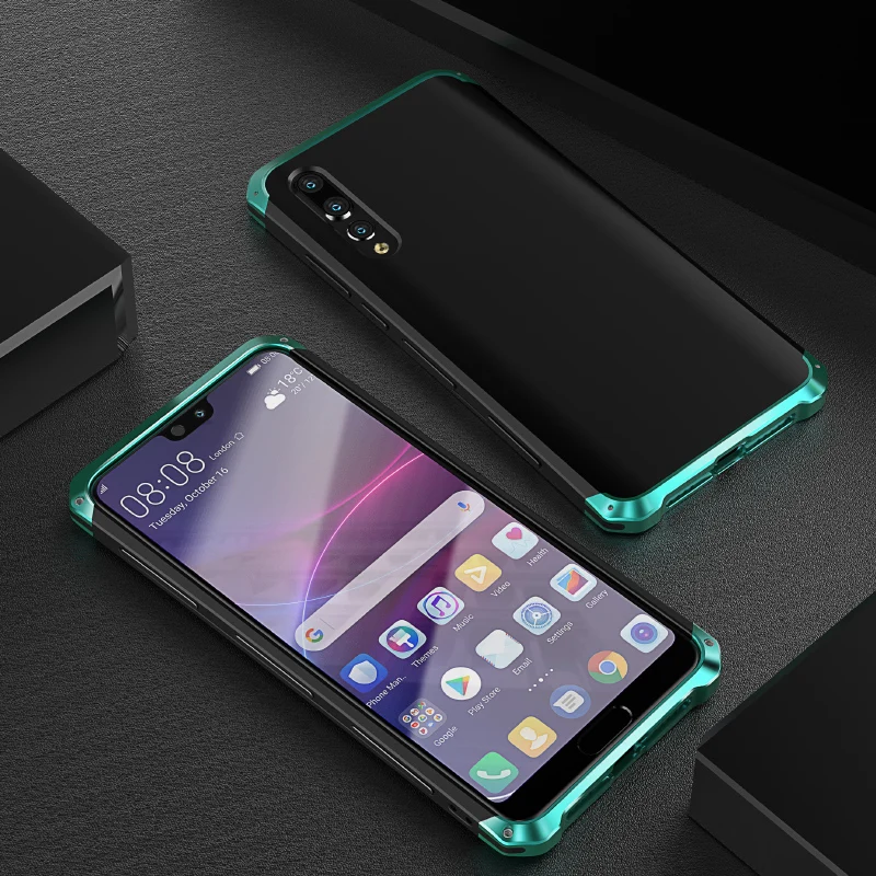 Роскошный чехол для Huawei P20/P20 Pro 360 полная защита 3в1 Алюминиевый металлический ПК