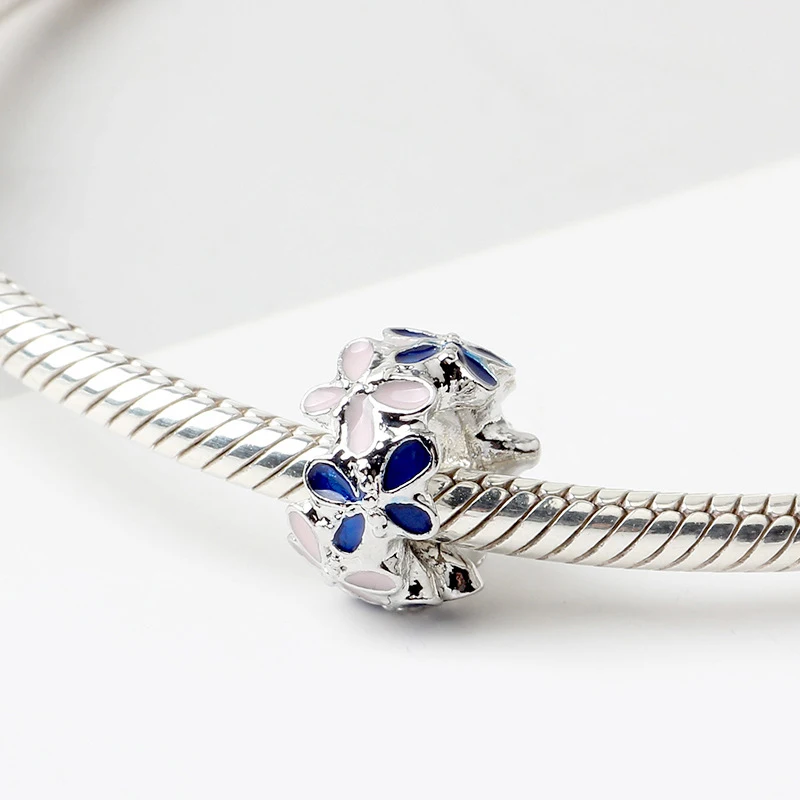 CUTEECO дизайн розовый синий бабочка эмаль DIY Бусины Подходит Pandora Весенняя серия браслет для женщин ювелирные аксессуары