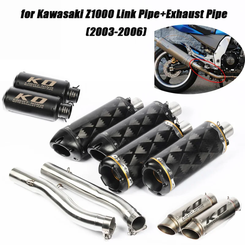 

Motorcycle Right Left Side Middle Pipe Link Exhaust Muffler Pipe Silencer System Silp on for Kawasaki z1000 2003 2004 2005 2006
