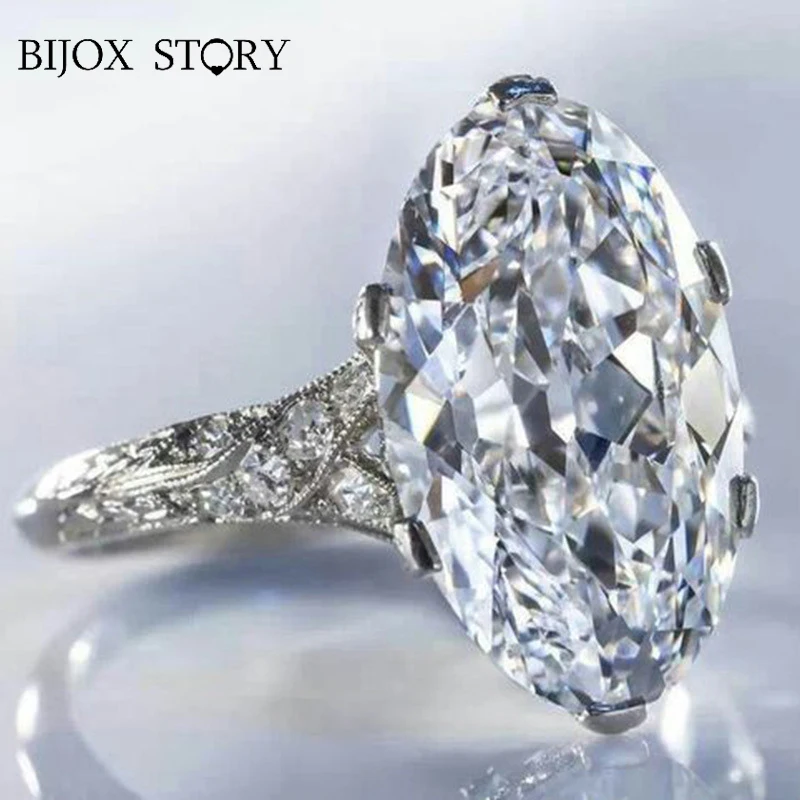 BIJOX STORY Fashion Charm Ring Silver 925 with 10*14mm Oval Shape Zircon Gemstone Rings for Female Wedding Anniversary Wholesale BIJOX STORY Fashion Charm Ring Silver 925 with 10*14mm Oval Shape Zircon Gemstone Rings for Female Wedding Anniversary Wholesale
