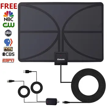 

Indoor Digital TV Antenna High Gain HD TV DTV Box 50 Miles Booster Active Aerial HD Flat Design