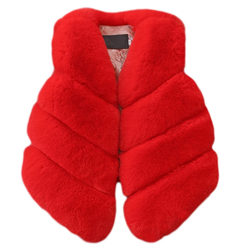 Children Vest Winter Baby Girl Coats Faux Fur Warm Thick Christmas Outerwear For 3-10Yrs New Year Clothes