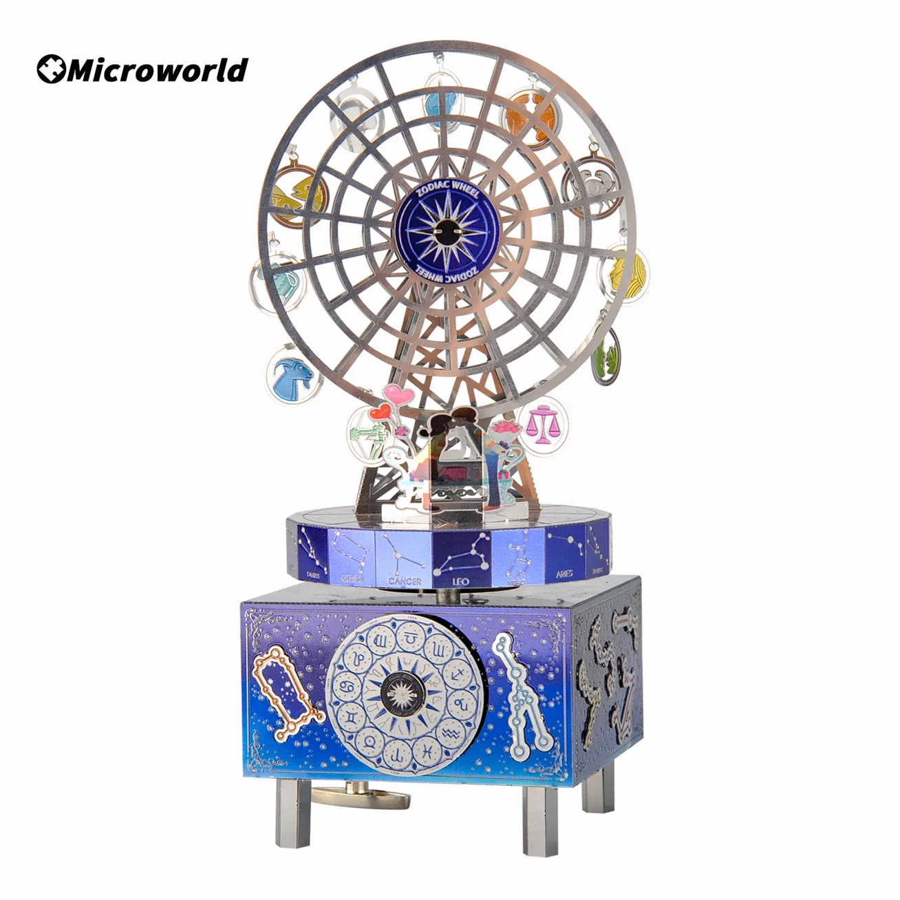 Microworld 3D Metal Puzzle Games Constellation Love Theme Rotating Music Box Model Kits DIY Jigsaw Birthdays Toy For Adult Child microworld 3d metal puzzle games rotating music box model kits diy romatic toys jigsaw christmas gifts for girls adult child