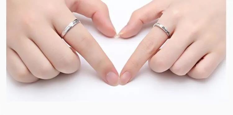 S925 изысканные серебряные кольца для пар регулируемое кольцо для пары колько Forever Love Брак Кольца в Корейском стиле Регулируемые кольца оптом
