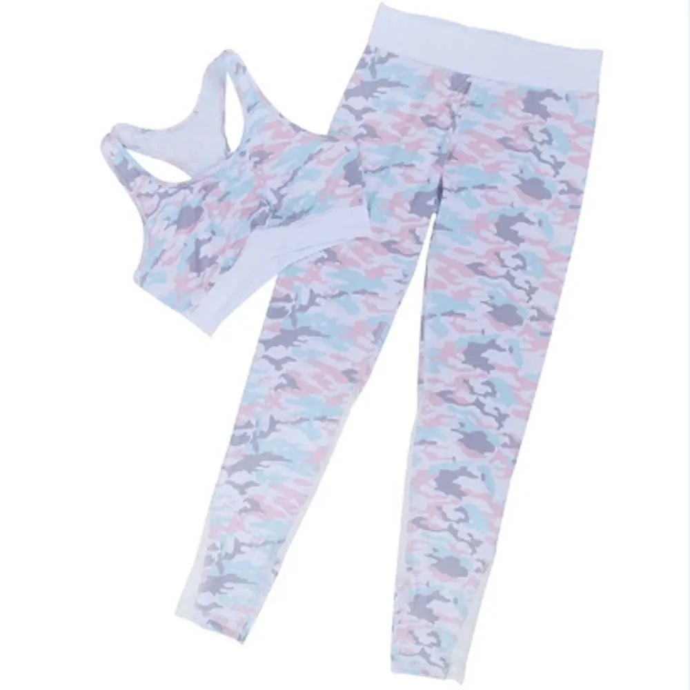 Women's Sport Gym Yoga Vest Bra Sports Jog Legging Pants Outfit Wear Set 2 Piece