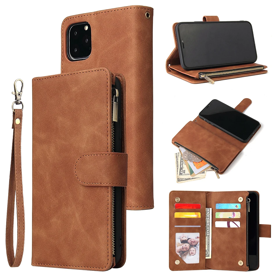 

For Funda Samsung Note10+ Phone Case Luxury Zipper Leather Wallet Card Holder Cover for Samsung Galaxy A50 A70 (A7 2019) A705F