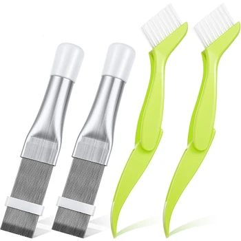 

4Pcs Comb Air Conditioner Fin Cleaner and Brush Condenser Fin Straightener Cleaner Evaporator Radiator Repair Clean Tool