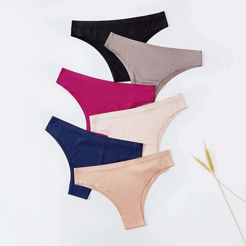 

3Pcs High quality Women's Panties Ice Silk Seamless Low Waist Sexy period underwear Skin-friendly Concise Large size thong