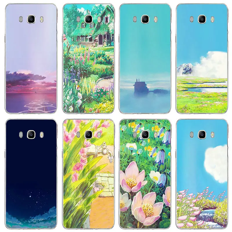 Hayao Miyazaki стиль аниме пейзаж мягкие чехлы для телефонов Samsung Galaxy A3 A5 A7 A8 A9 2016 2017 2018 Star