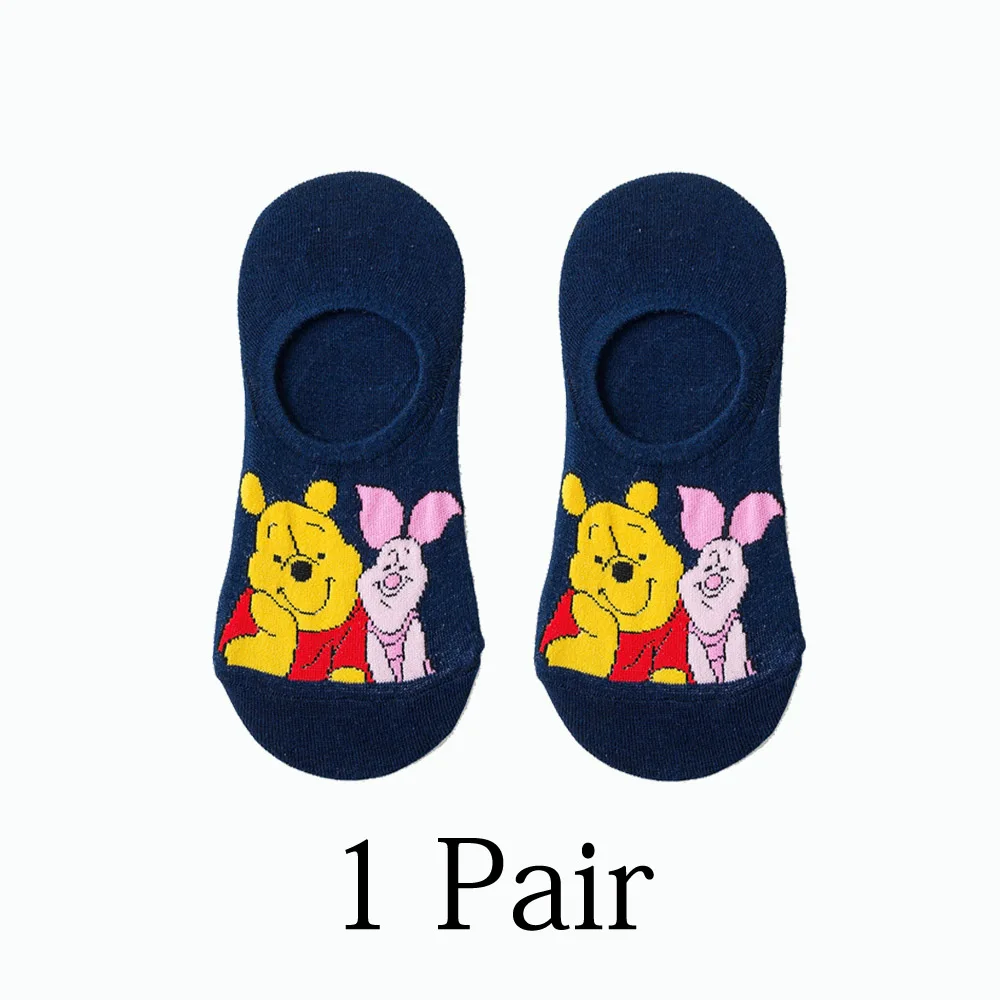 one pair 9 Для женщин носки в Корейском стиле летнее платье с милыми животными, Носки с рисунком медведя из мультика Мышь заниженные носки тонкие милые невидимые силиконовые Нескользящие носки-башмачки дропшиппинг - Цвет: one pair 9