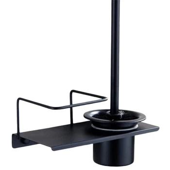 

Modern Wall Mounted 304 Stainless Steel Black Toilet Brush Holder with Stainless Steel Cup, Bathroom Wall Hanging Storage Shelf