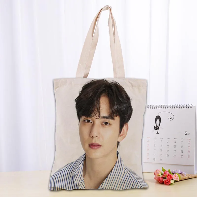 

New Arrival KPOP Yoo Seung Ho Bag Foldable Shopping Bag Reusable Eco Large Unisex Canvas Fabric Shoulder Bag Tote 0824