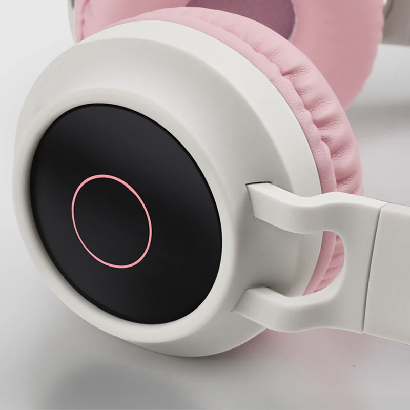 Cute Cat Ear Headphone Bluetooth 5 0 Girl Kids Pink Headset LED Wireless Headphone 3 5mm Wired Mic Headphones Bilateral Stereo
