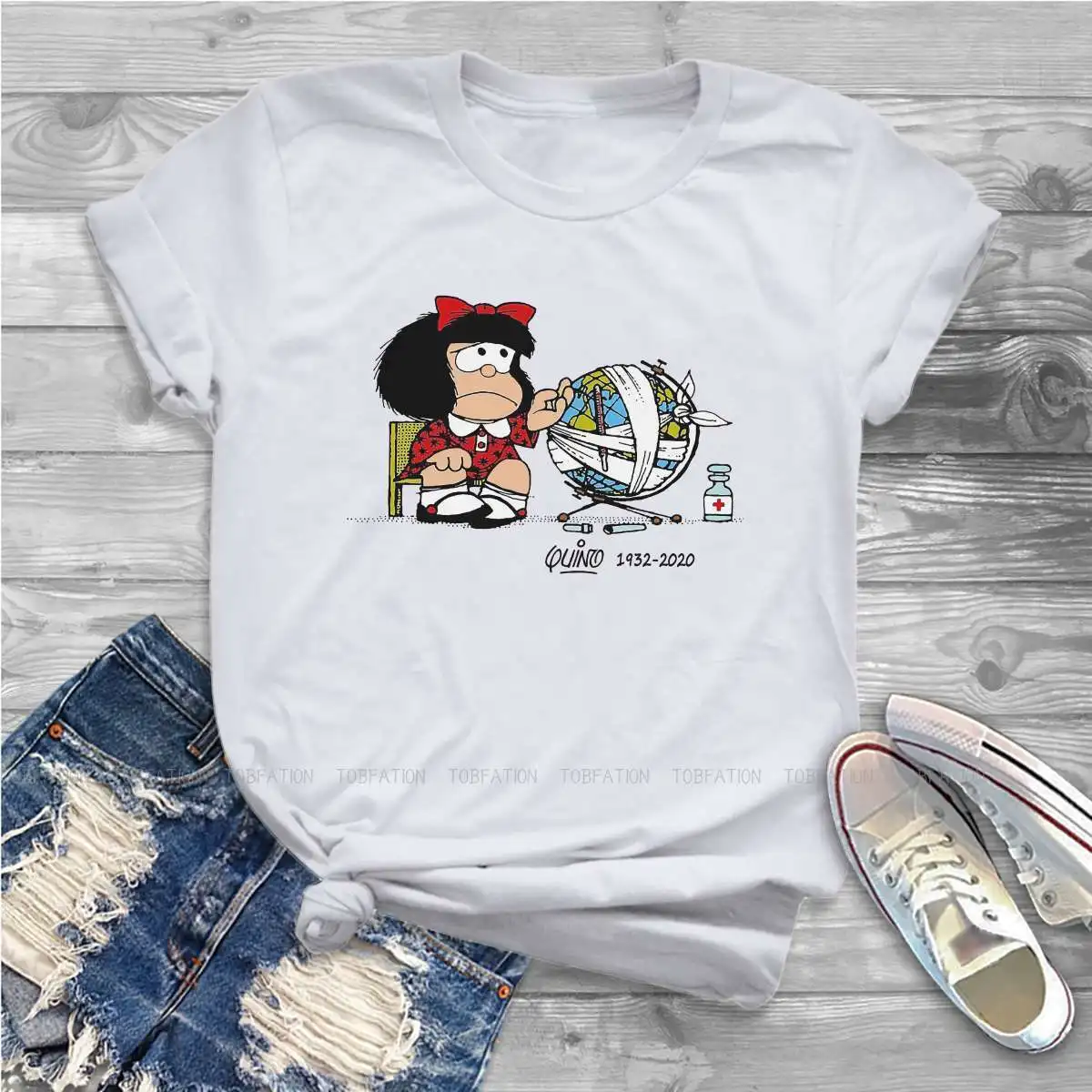 

Adios Women Clothing Mafalda Manga Girl Graphic Print Female Tshirts Vintage Alternative Loose Tops Tee Kawaii Girls Streetwear