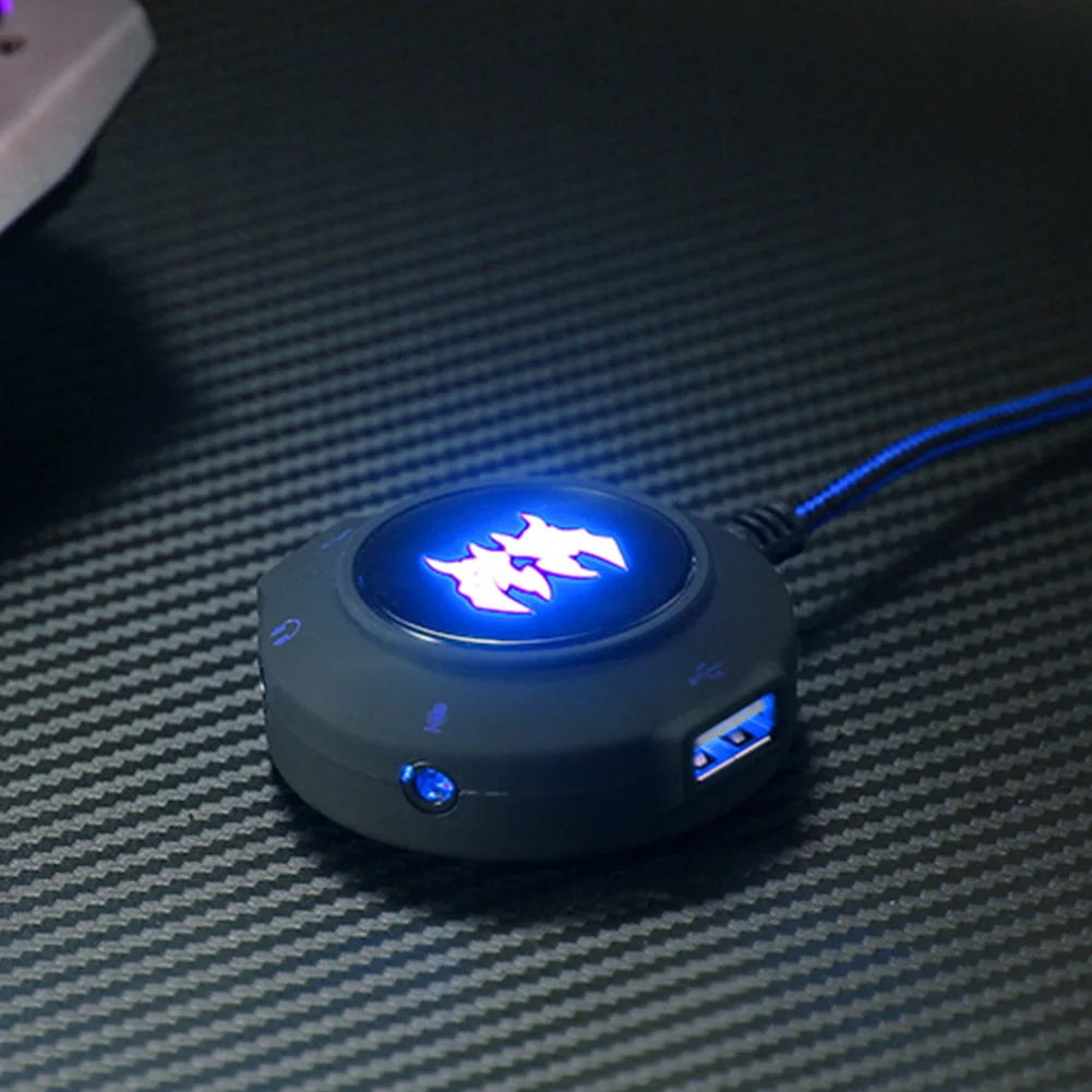 Стерео с подсветкой мульти интерфейс USB кабель Внешний адаптер аудио ноутбук ПК шумоподавление звуковая карта