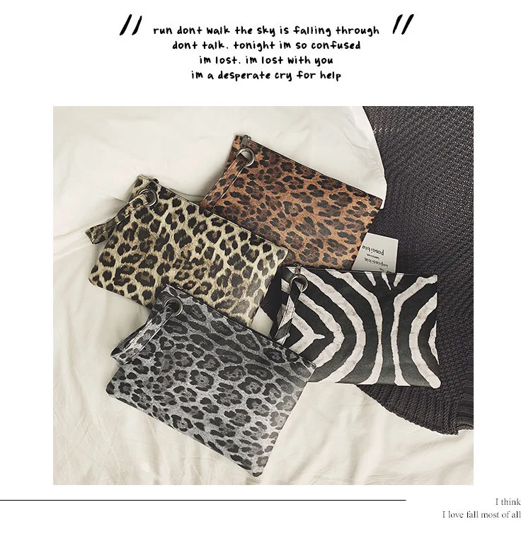 Casual Bags for Women Animal Print Leopard Clutch Female Fashion Design Leather Wallet Messenger Bag Ladies Elegant Handbag