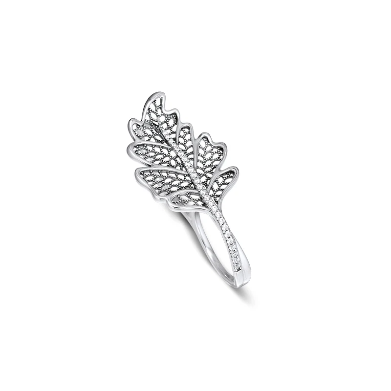 Oak Leaf Double Ring Silver Woman Rings For Jewelry Making 925 Original Silver Jewelry Make Up Woman Gift Ring