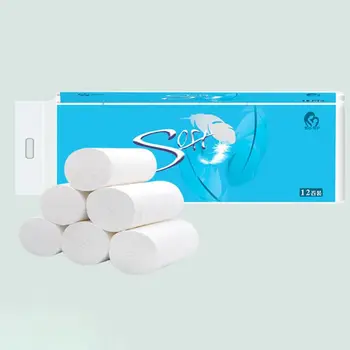 

12 Rolls 4-Ply Toilet Paper Soft Toilet Paper Highly Absorbent Home Kitchen